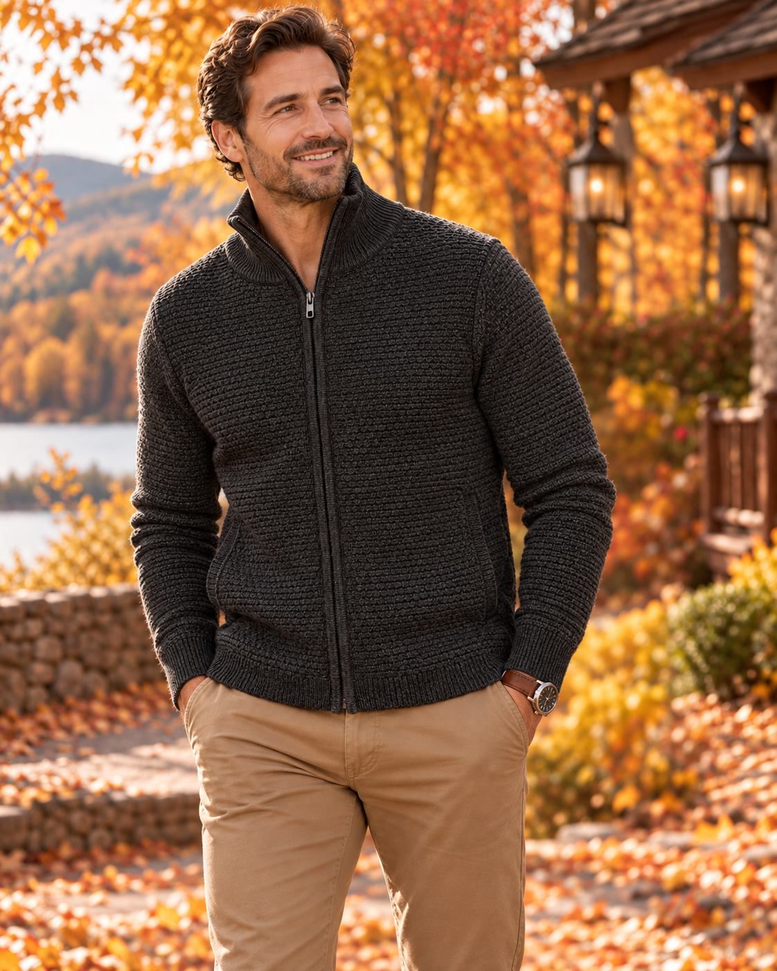 Cardigan à fermeture éclair ICEMAN (CHARCOAL MIX - 263004) MODÈLE: 215