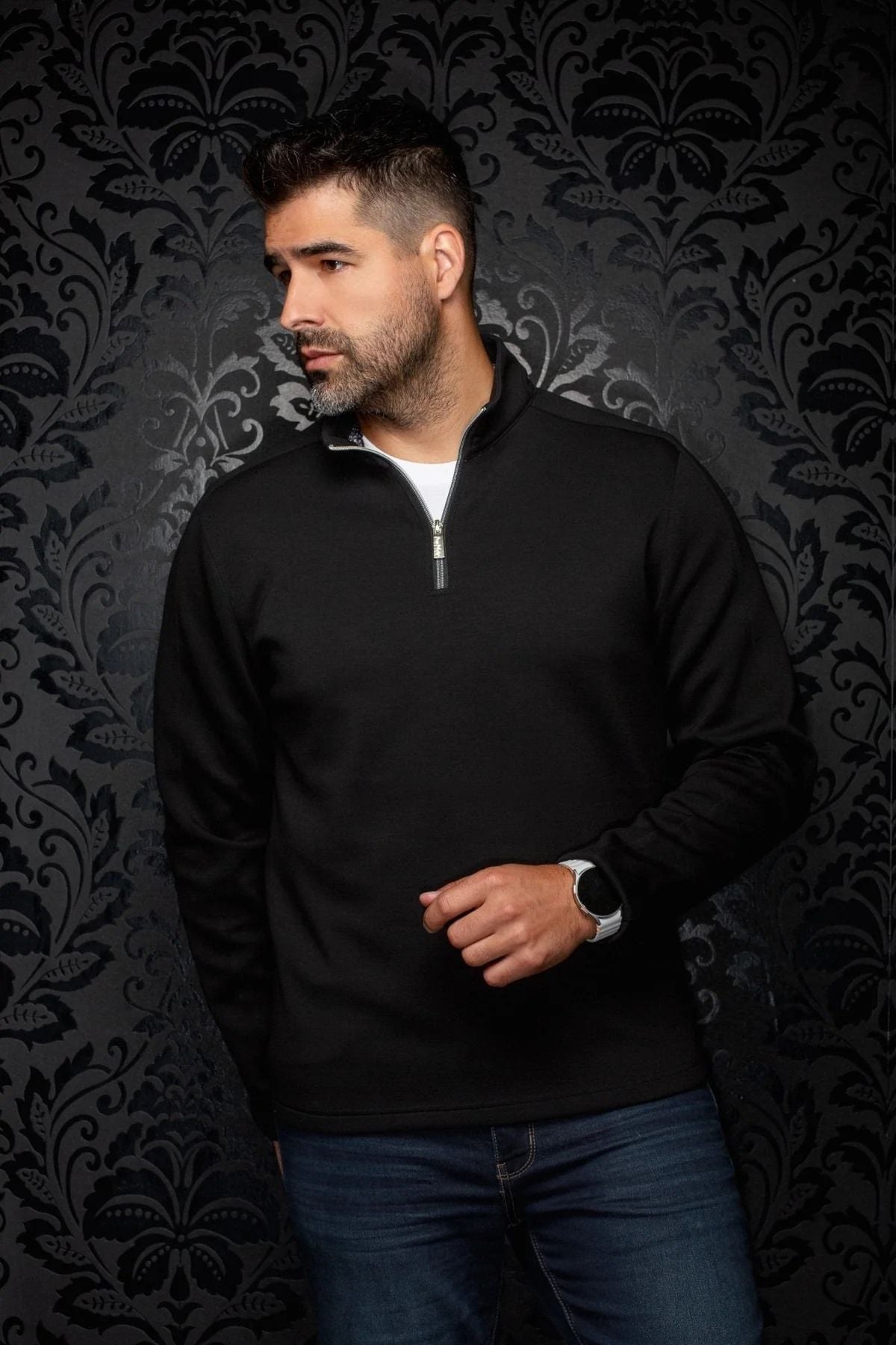 MOCK ZIP AU NOIR (BLACK - 263006) MODÈLE: RONNY