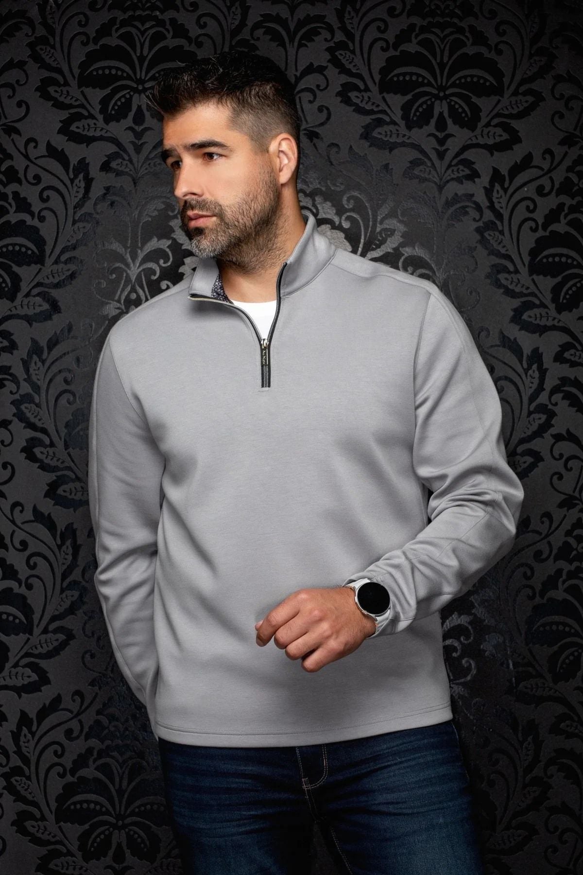 MOCK ZIP AU NOIR (GRIS - 263006) MODÈLE: RONNY