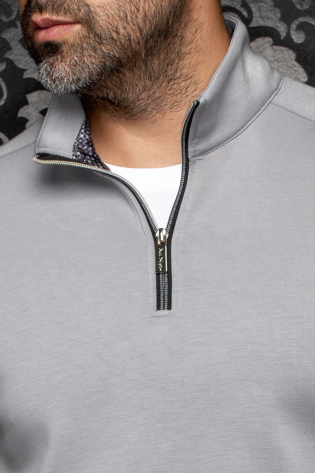 MOCK ZIP AU NOIR (GRIS - 263006) MODÈLE: RONNY