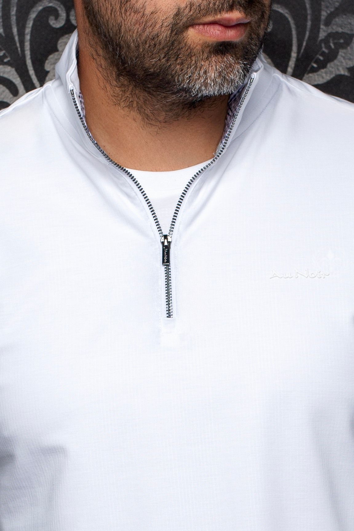 MOCK ZIP AU NOIR (BLANC - 263007) MODÈLE: BONNEFOI