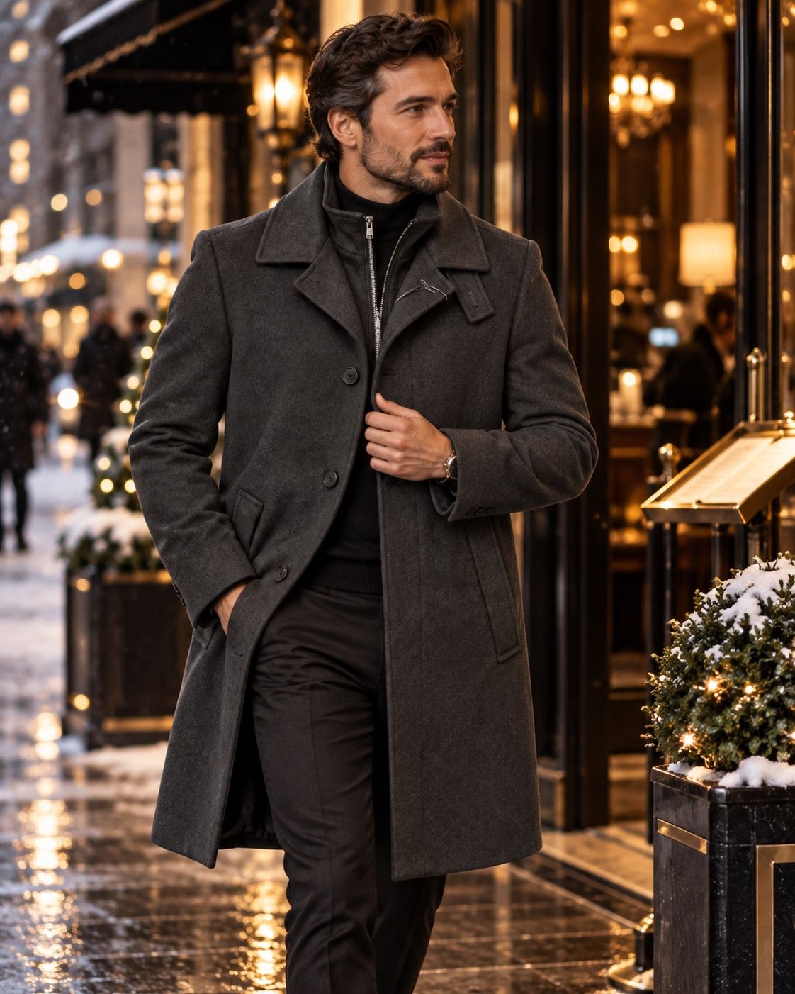 Manteau de lainage 7/8 CALVIN KLEIN (CHARCOAL - 263013) MODÈLE: CMLAO7GC