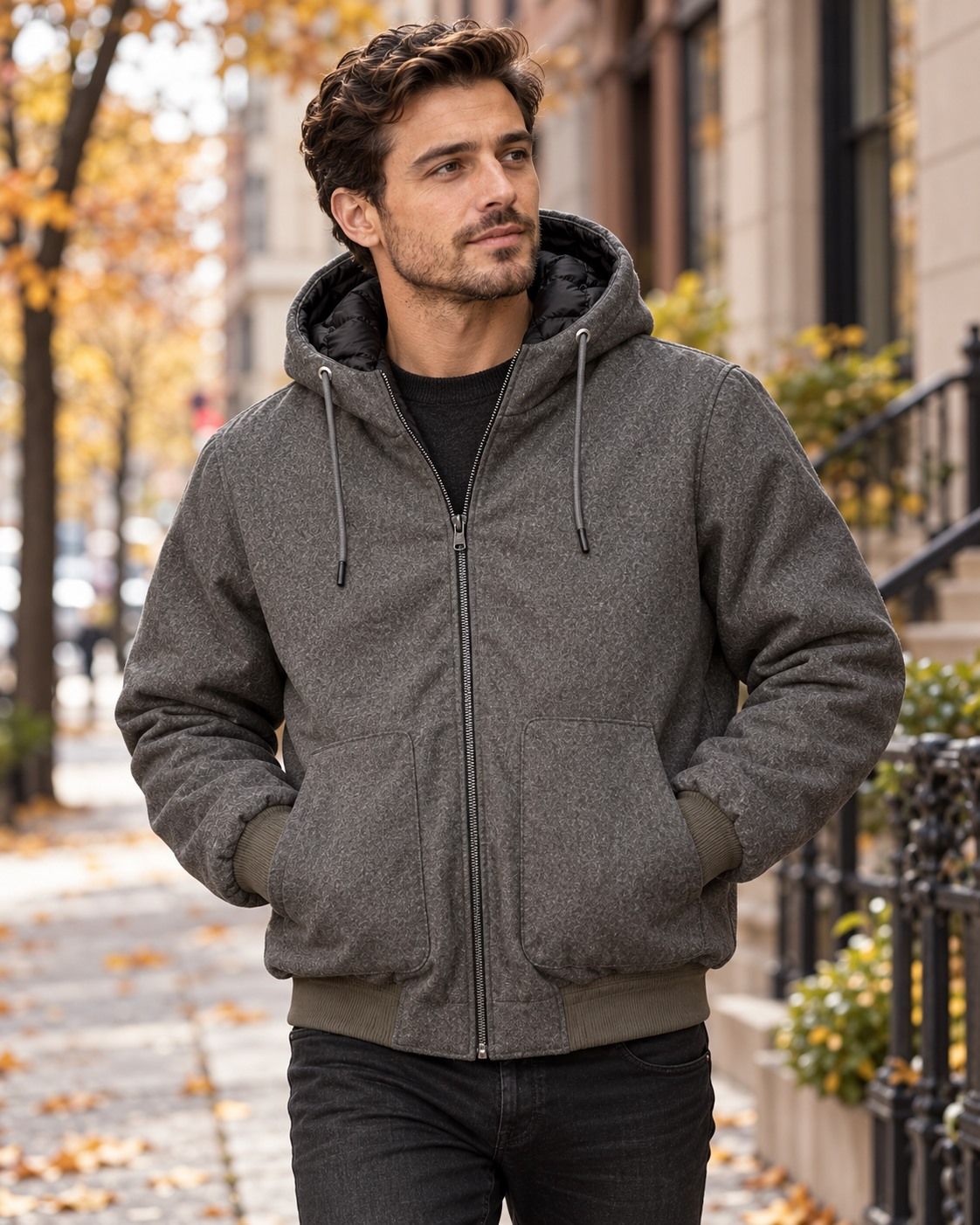 Manteau style bomber en lainage POINT ZERO (TAUPE - 263019) MODÈLE: 7768431