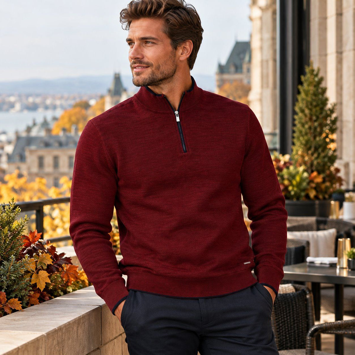 chandail col montant a zip LIEF HORSENS (BOURGOGNE - 263047) MODÈLE: F26LHB6107