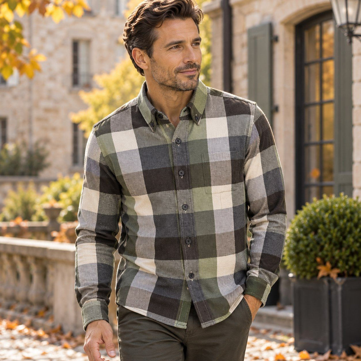 Chemise sport manches longues flanelle CASA-MODA (200-BRUN - 263070) MODÈLE: 126132590