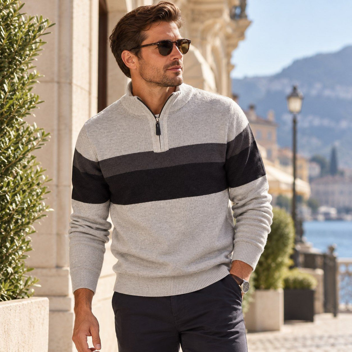 Chandail col montant à zip SOUL of LONDON (203-BEIGE - 263073) MODÈLE: SOSW262306