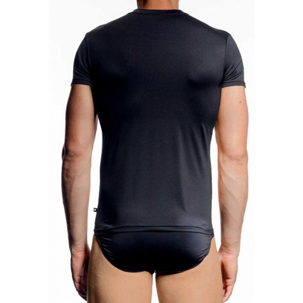 18709-T-shirt à col rond ajusté JM (NOIR - 18709) MODÈLE: 88161 ROND-SKIN