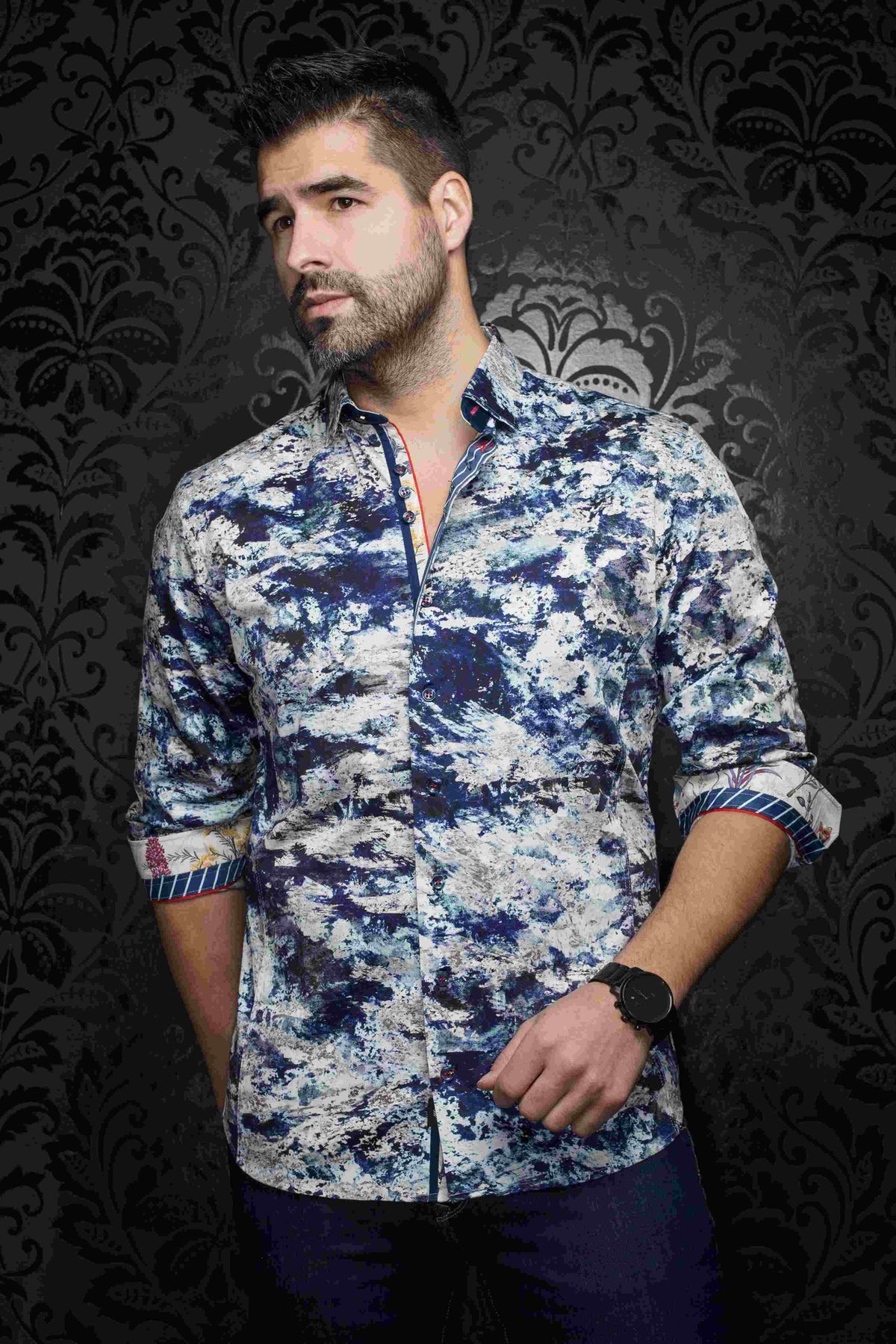 Chemise AU NOIR manches longues (INDIGO - 240796) MODÈLE: MAGNANI