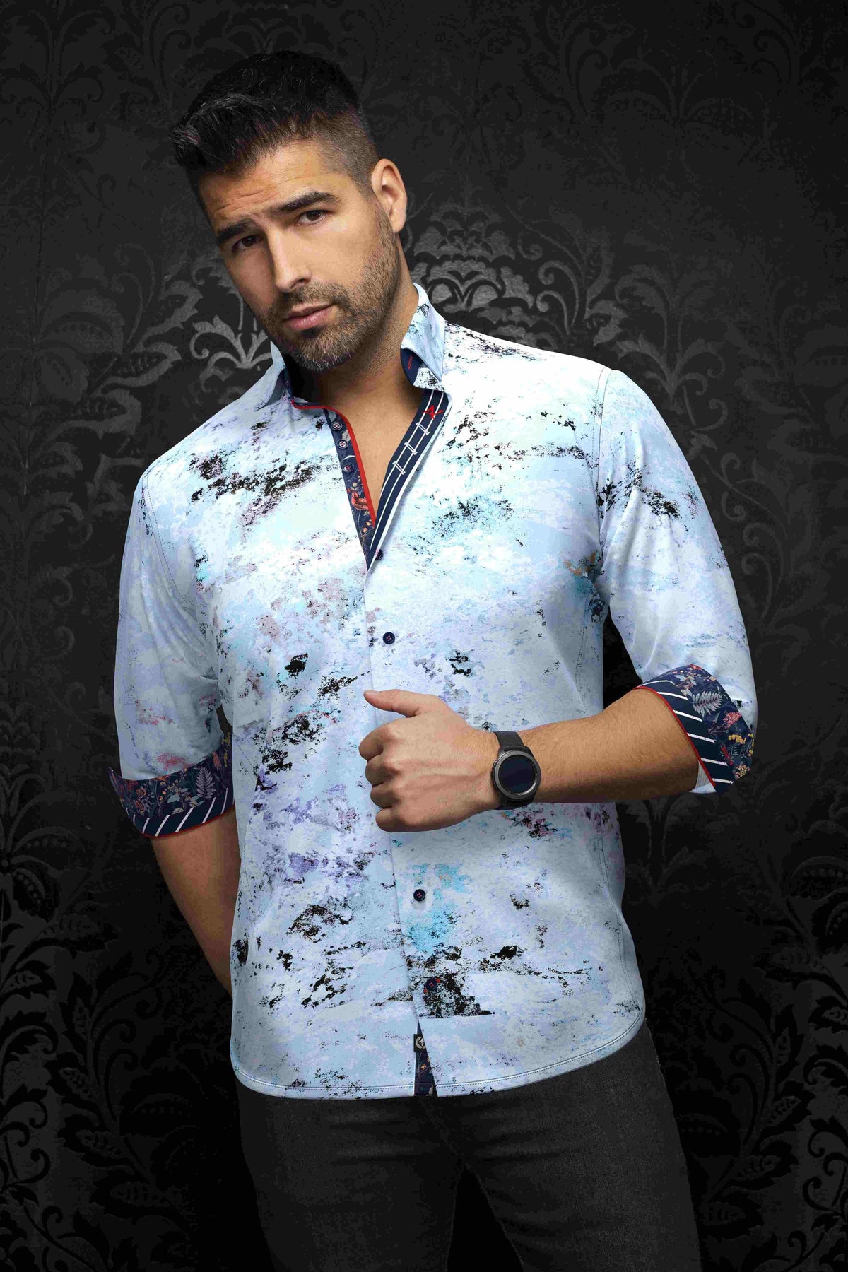 Chemise AU NOIR manches longues (LT.BLUE - 240796) MODÈLE: MAGNANI