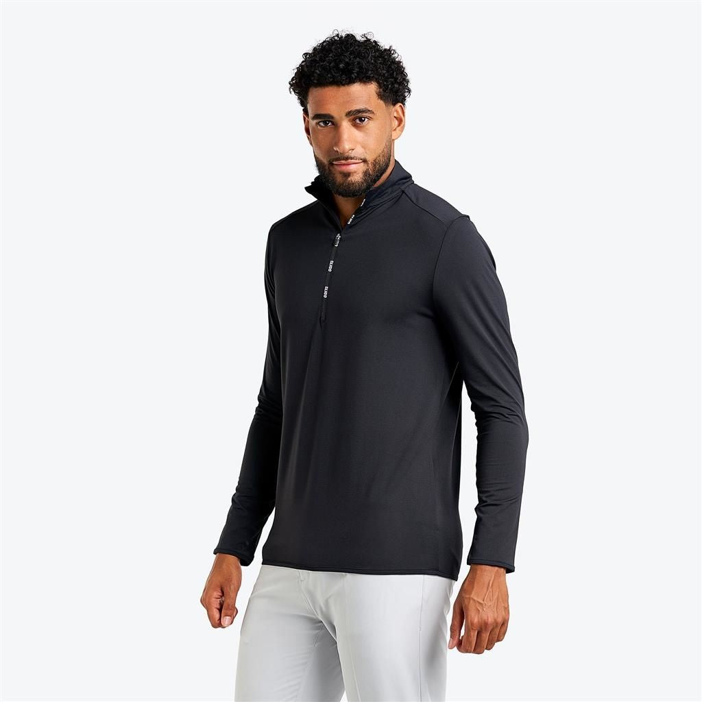 Chandail SLIGO mock zip mince (001-NOIR - 240908) MODÈLE: SL24014