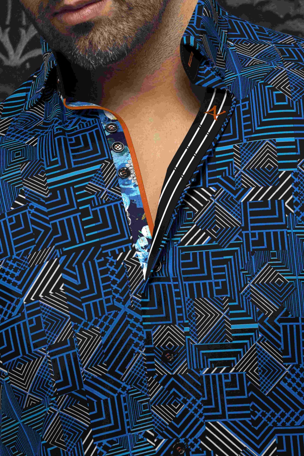 Chemise AU NOIR manches longues (BLEU - 240911) MODÈLE: ARIENZO