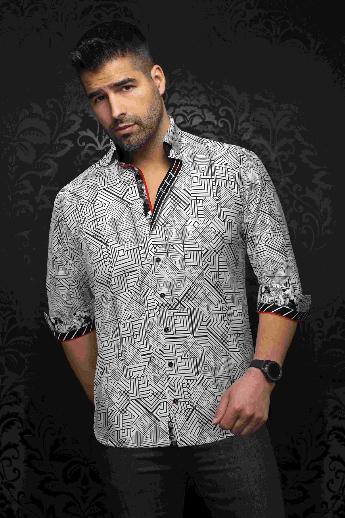 Chemise AU NOIR manches longues (WHITE - 240911) MODÈLE: ARIENZO