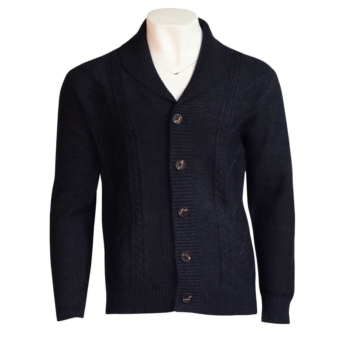 Cardigan col chale à boutons MARCO (NAVY MIX - 241182) MODÈLE: C1513