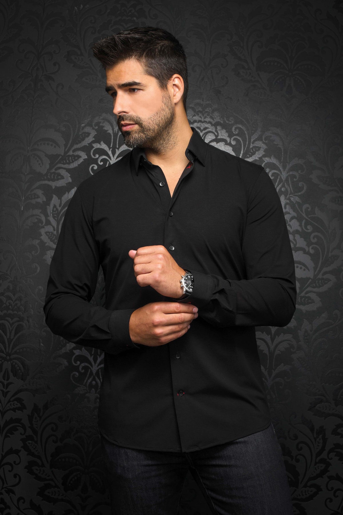 Chemise sport manches longues AU NOIR (NOIR - 241191) MODÈLE: ALEXANDER SLD