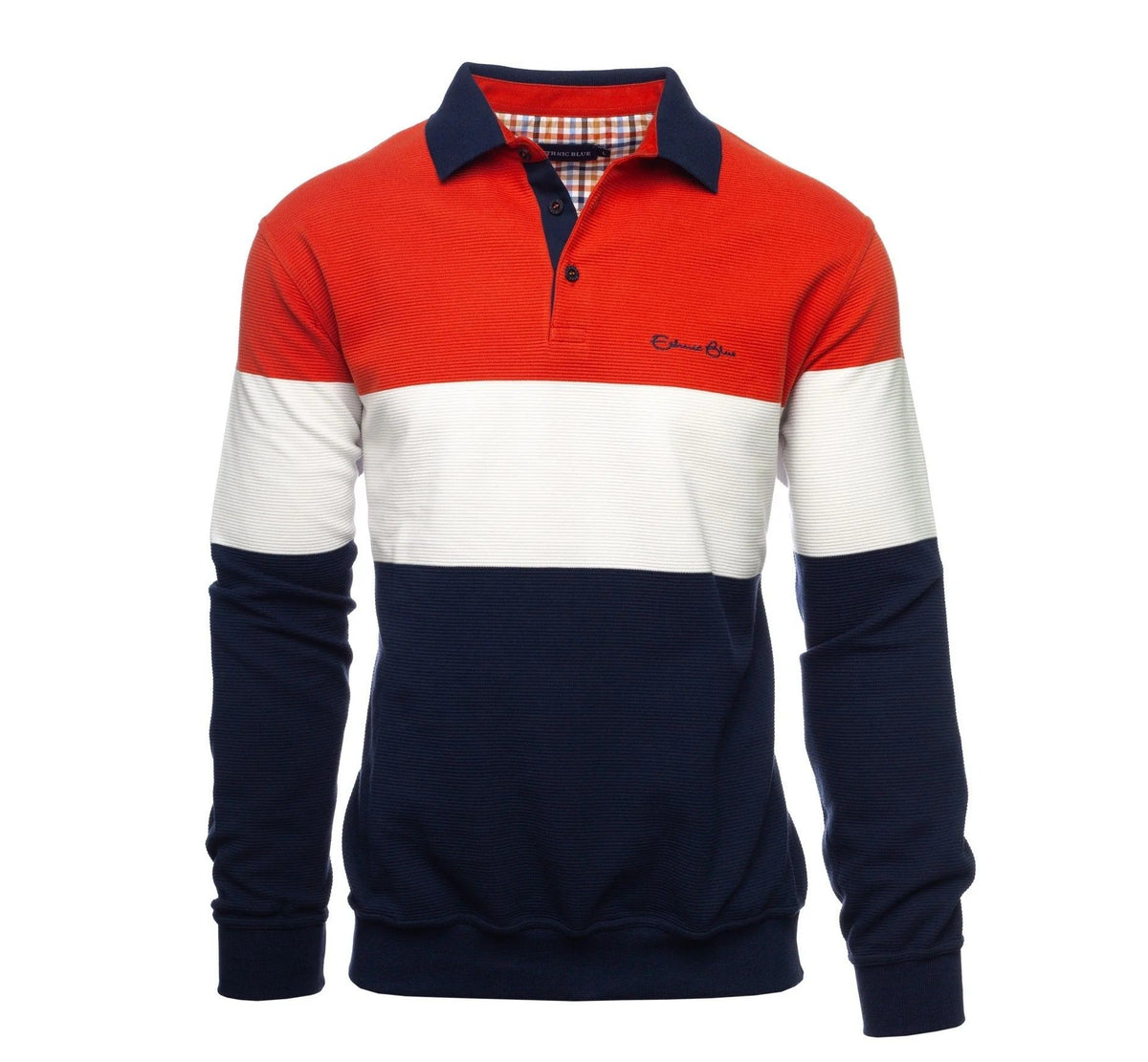 Polo manches longues ETHNIC BLUE (MARINE/ORANGE - 251763) MODÈLE: 90898