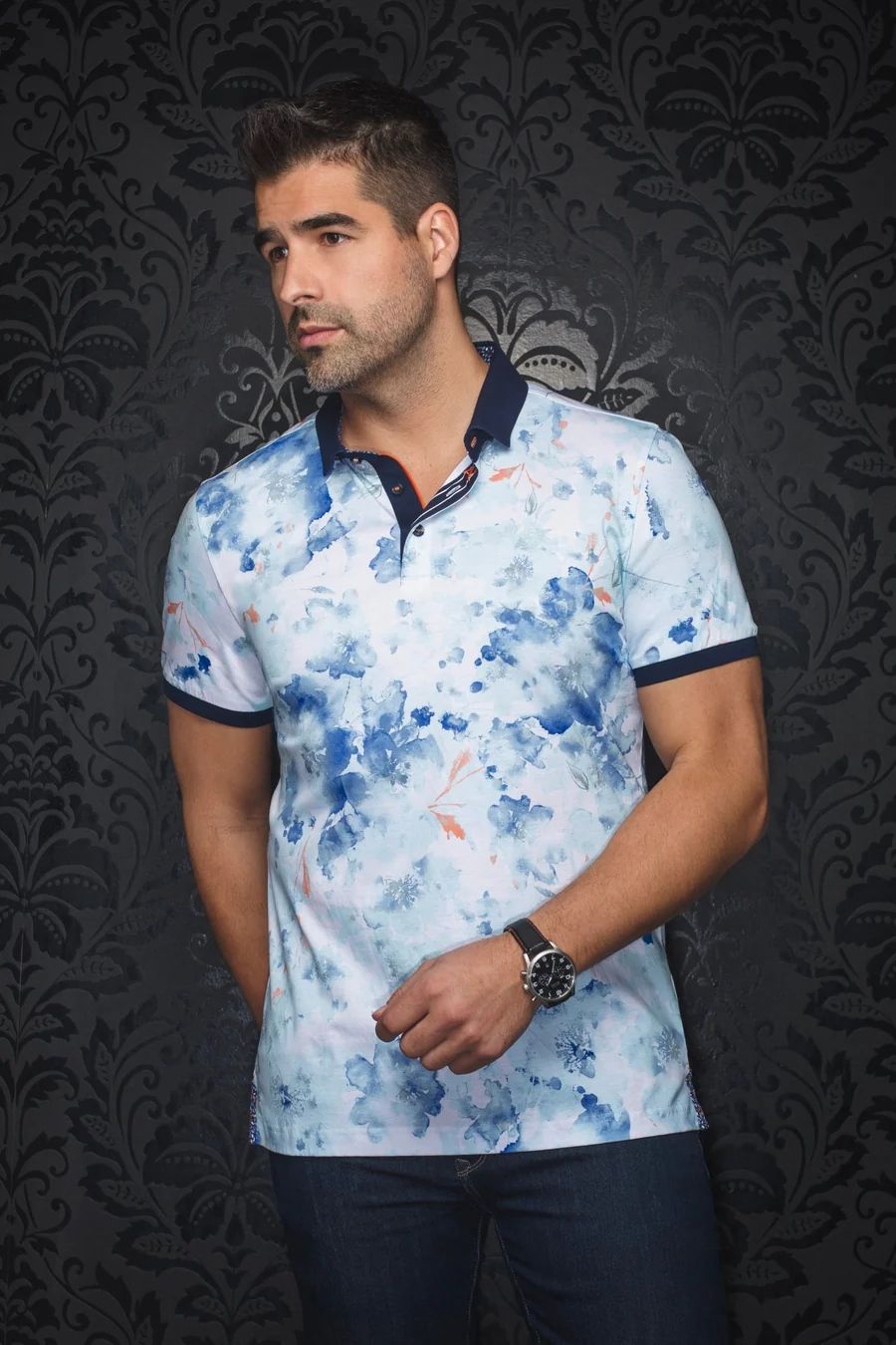 Polo manches courtes AU NOIR (LT AQUA - 251871) MODÈLE: ANZIO