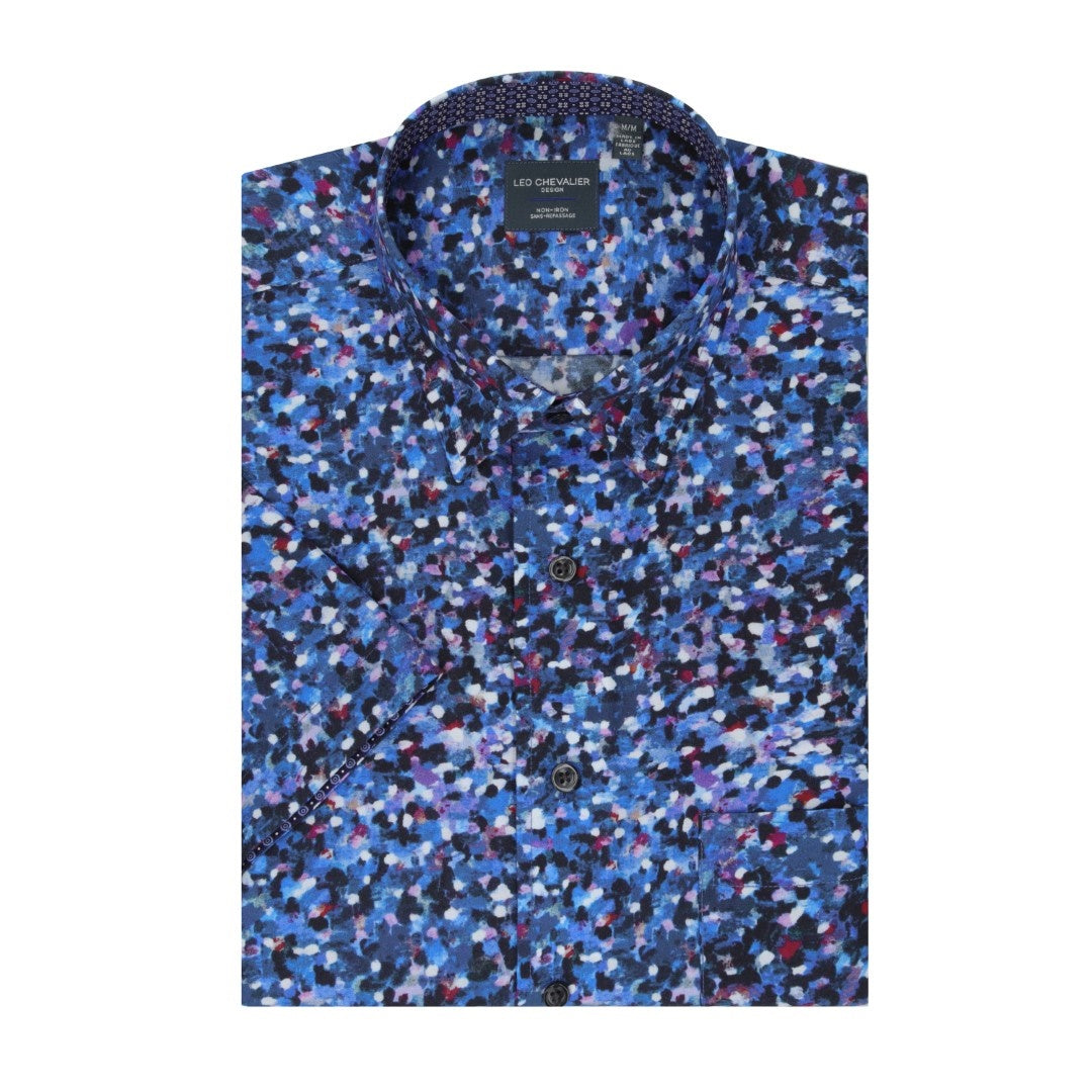 Chemise sport manches courtes LEO CHEVALIER (16-BLEU - 251894) MODÈLE: 624362