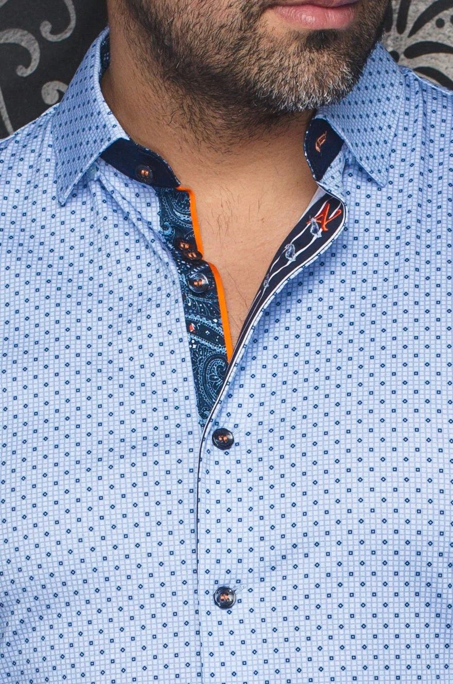 Chemise sport manches longues extensible AU NOIR (LT.BLUE - 251916) MODÈLE: CALDARA