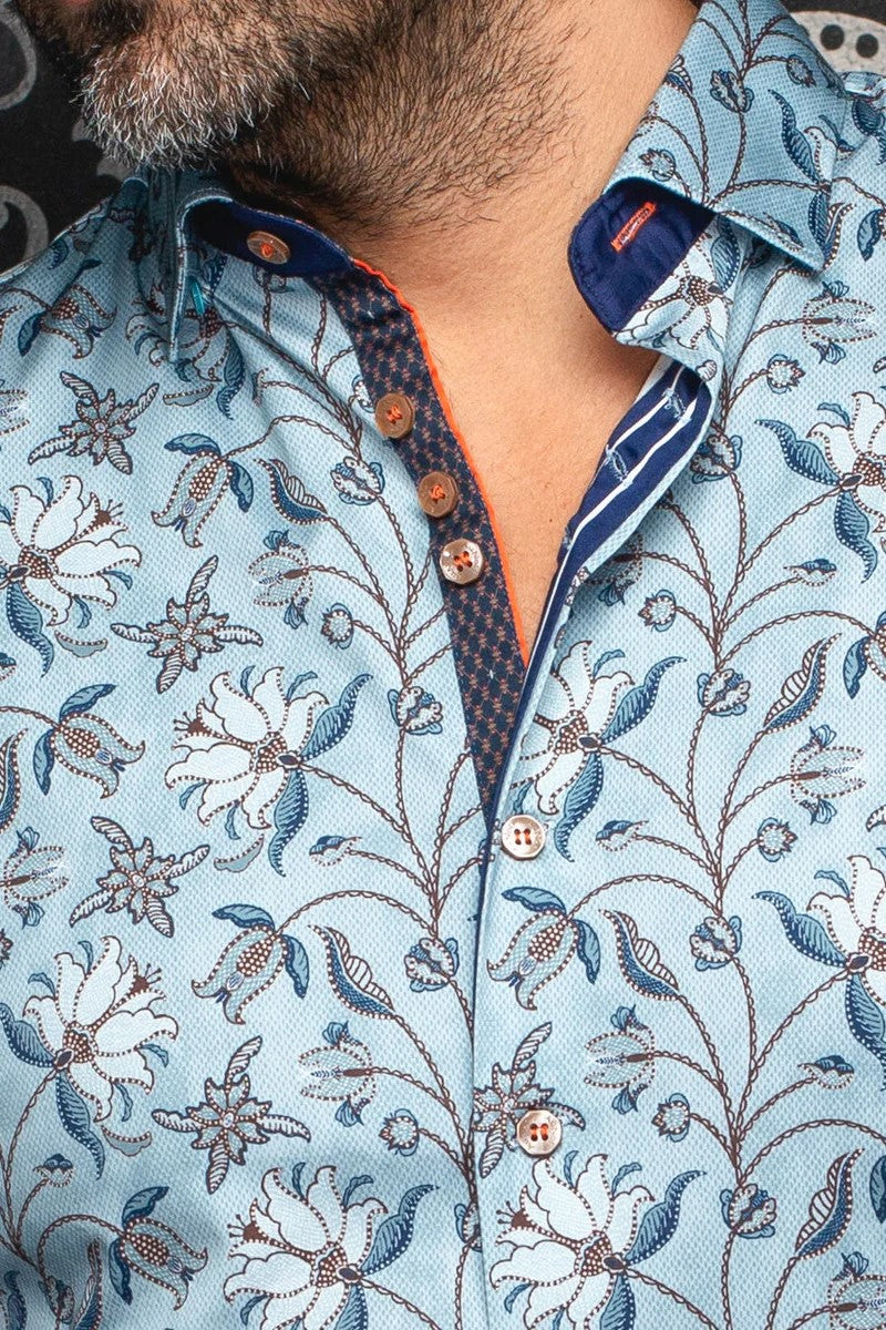 Chemise sport manches longues AU NOIR (BLEU/ACIER - 252028) MODÈLE: HARRINGTON