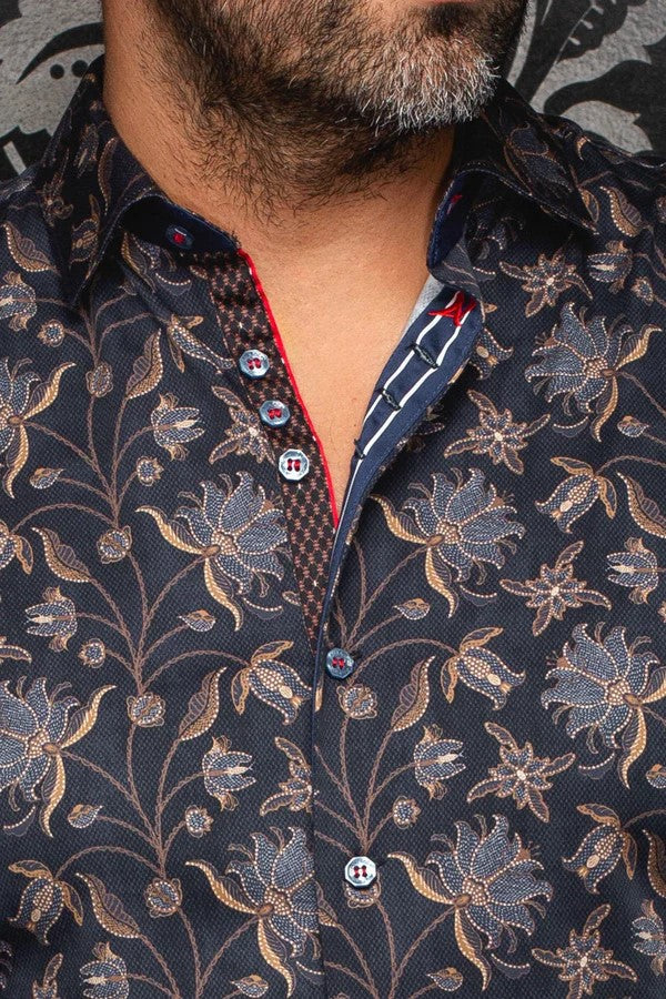 Chemise sport manches longues AU NOIR (MIDNIGHT - 252028) MODÈLE: HARRINGTON