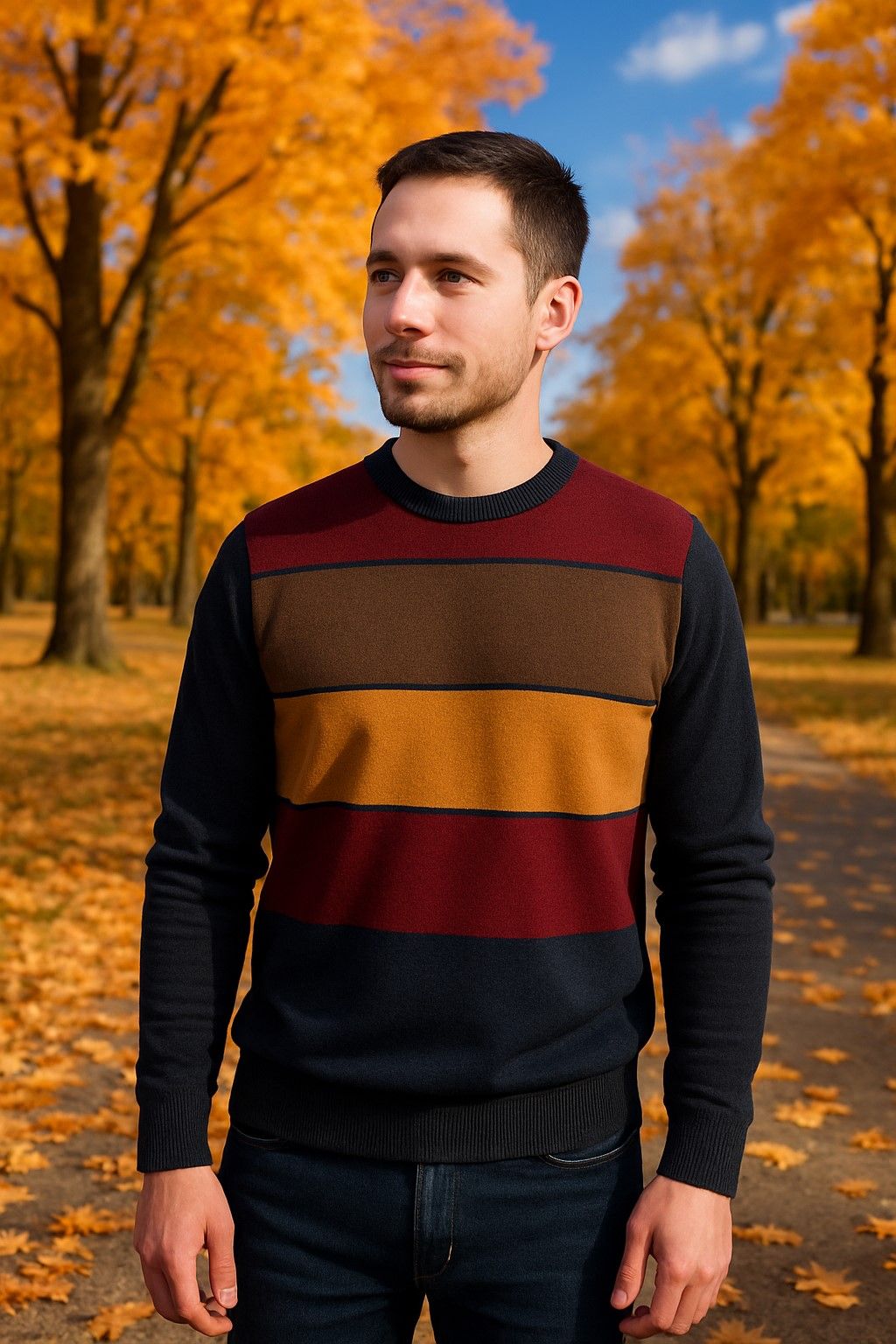 Chandail en tricot col rond MODANGO (401-MARINE - 252088) MODÈLE: MOSW252333