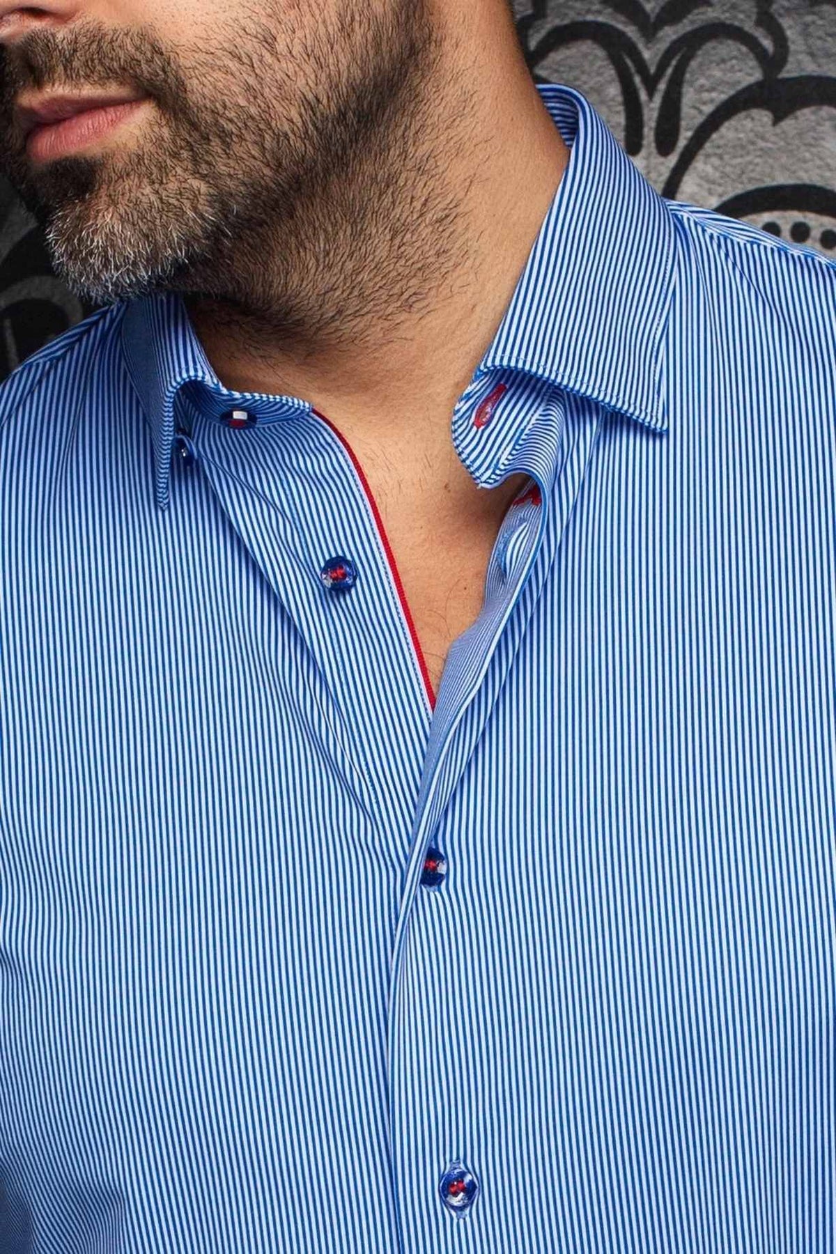 Chemise sport manches longues AU NOIR (BLEU - 252129) MODÈLE: VOLTA