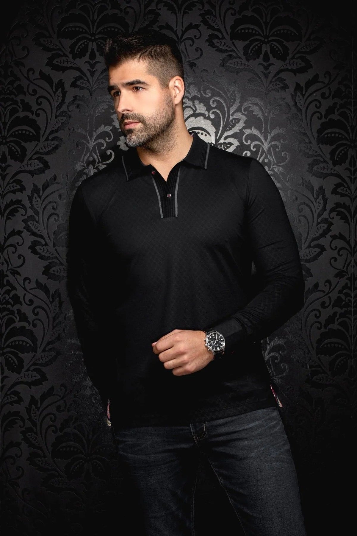 Polo manches longues AU NOIR (NOIR - 252263) MODÈLE: KANT