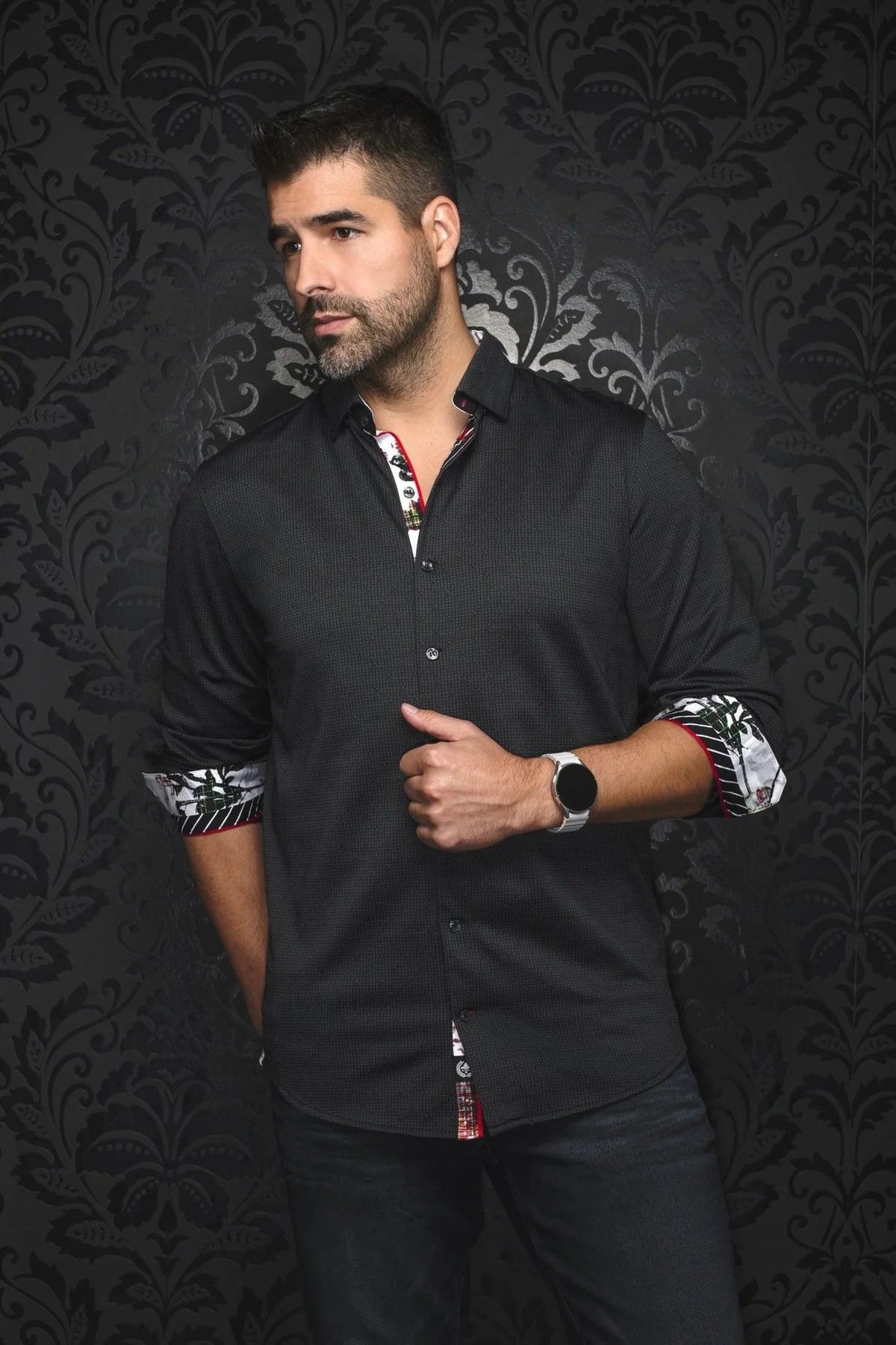 Chemise sport manches longues extensible AU NOIR (NOIR - 252292) MODÈLE: PALMA