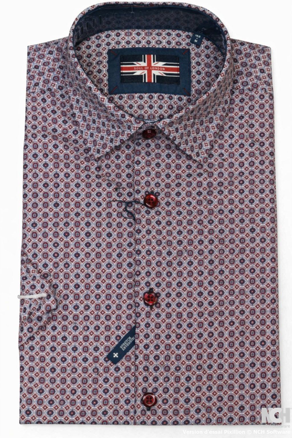 Chemise sport manches courtes SOUL of LONDON (504-BOURGOGNE - 262408) MODÈLE: SOSS261752