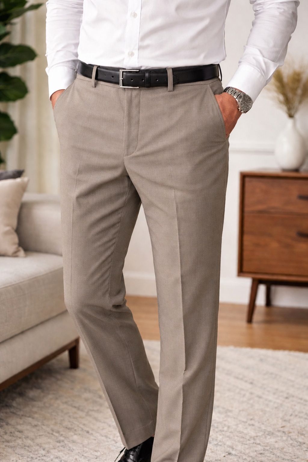 Pantalon habillé avec ceinture extensible J.BRAXX (260-TAUPE - 262429) MODÈLE: M23232081