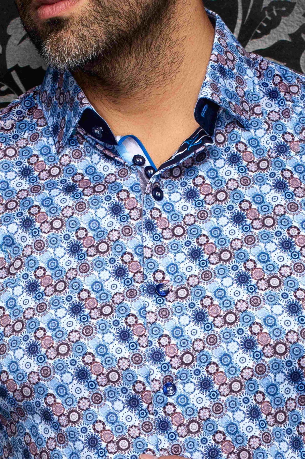 Chemise sport manches longues extensible AU NOIR (BLEU/MULTI - 262438) MODÈLE: CLOUDSPIN