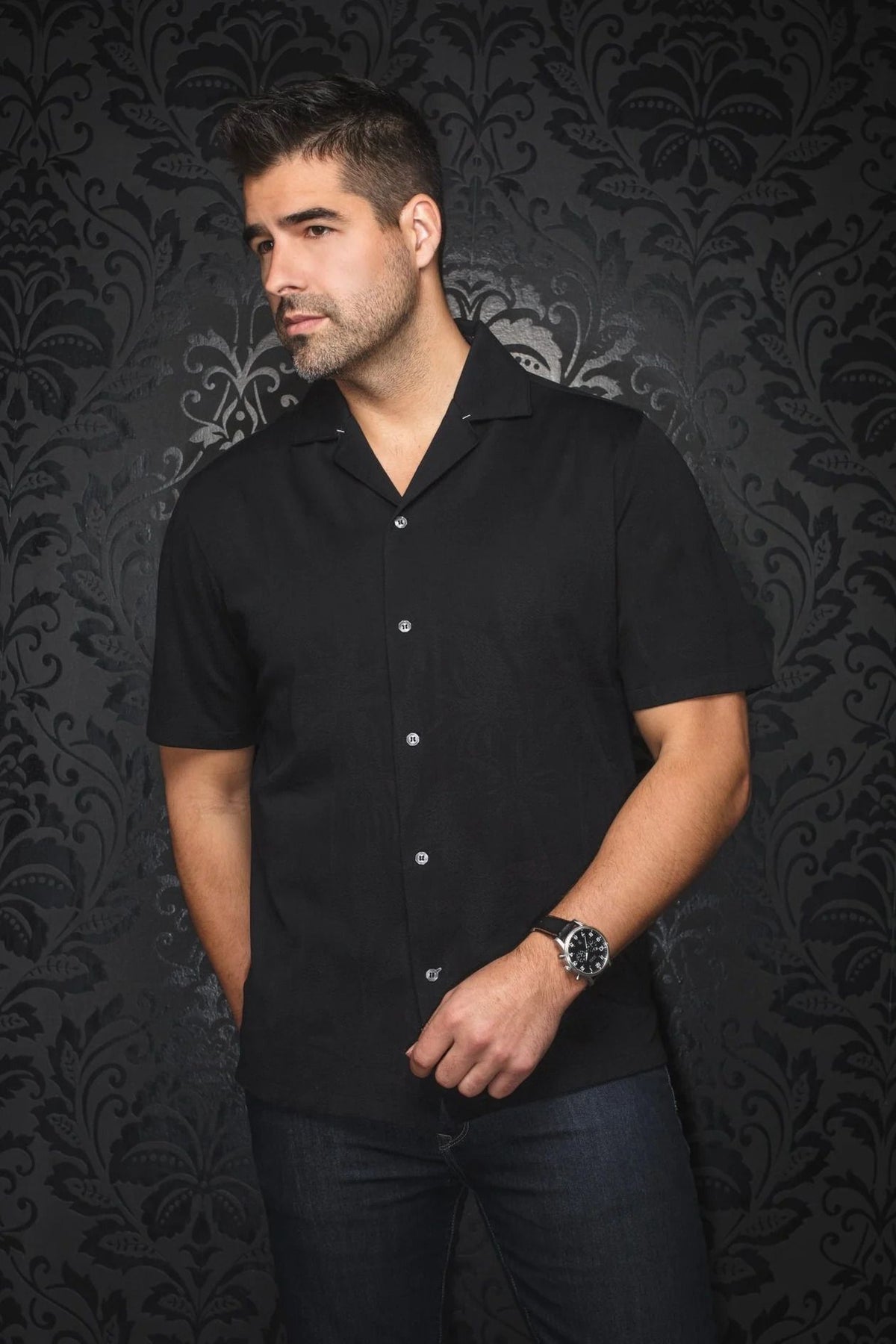 Chemise sport manches courtes AU NOIR (BLACK - 262442) MODÈLE: BRAHEA-T