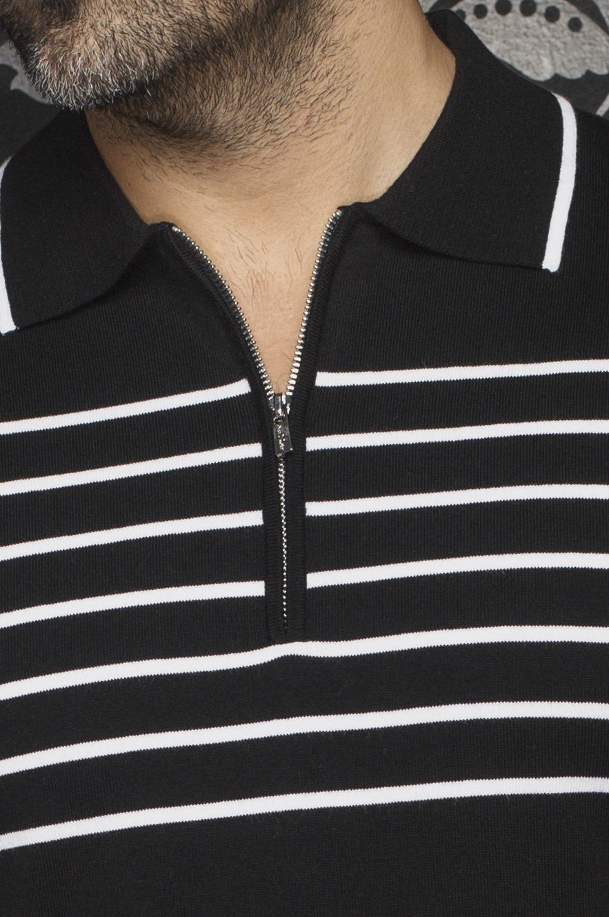 Polo en tricot manches courtes AU NOIR (BLACK - 262446) MODÈLE: OBAN