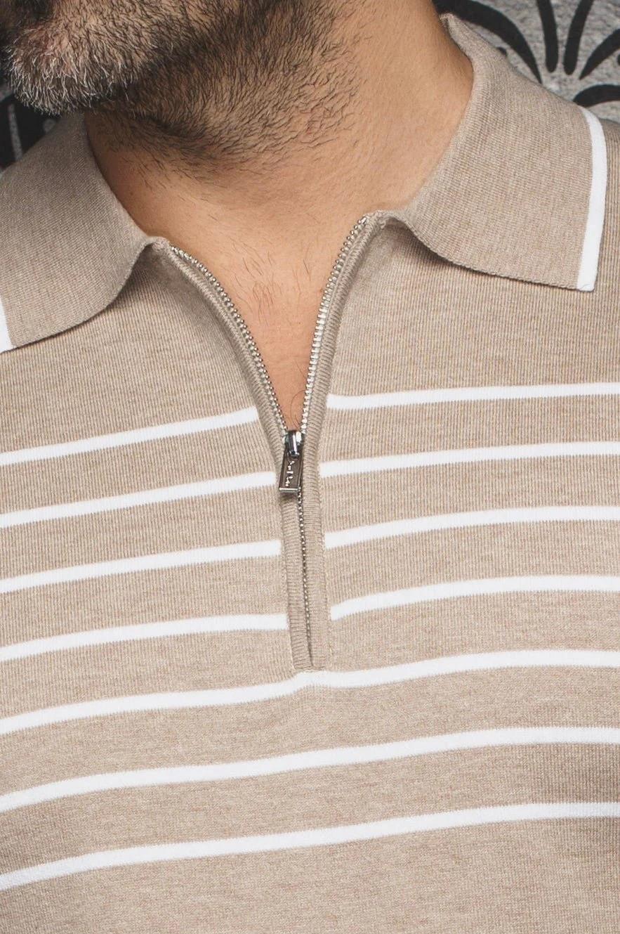 Polo en tricot manches courtes AU NOIR (STONE - 262446) MODÈLE: OBAN