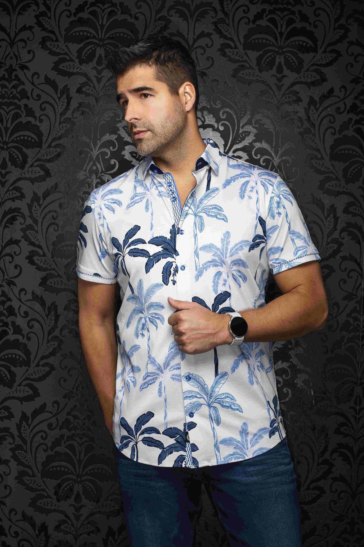 CHEMISE MANCHES COURTES AU NOIR (STONE - 262493) MODÈLE: AZURE (SS)