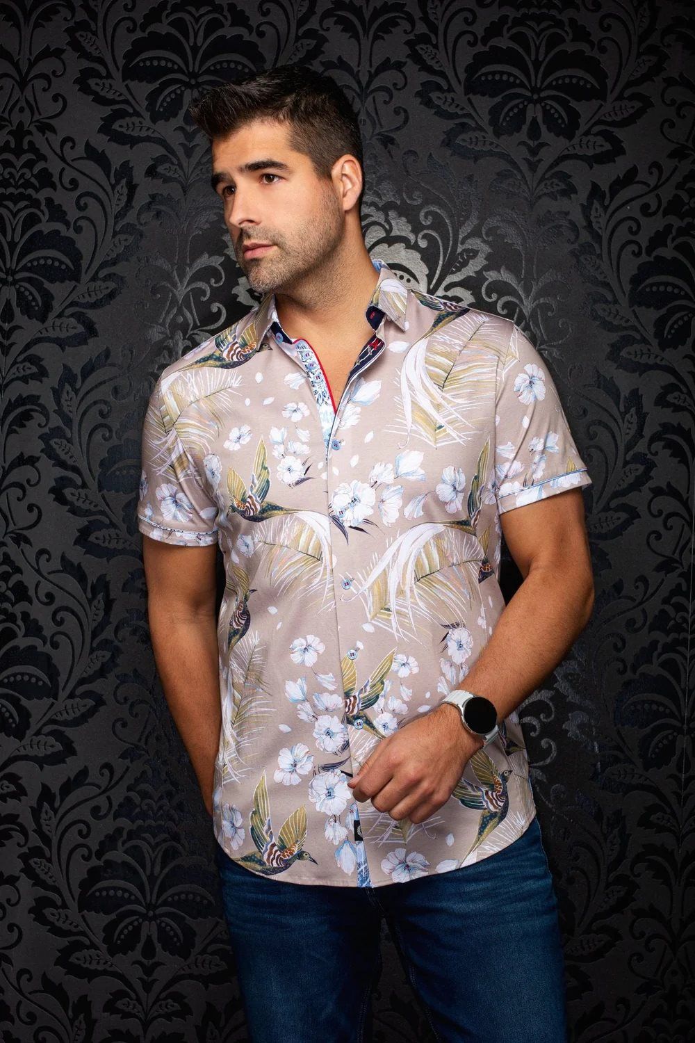 CHEMISE MANCHES COURTES AU NOIR (STONE - 262494) MODÈLE: BRASILIA (SS)