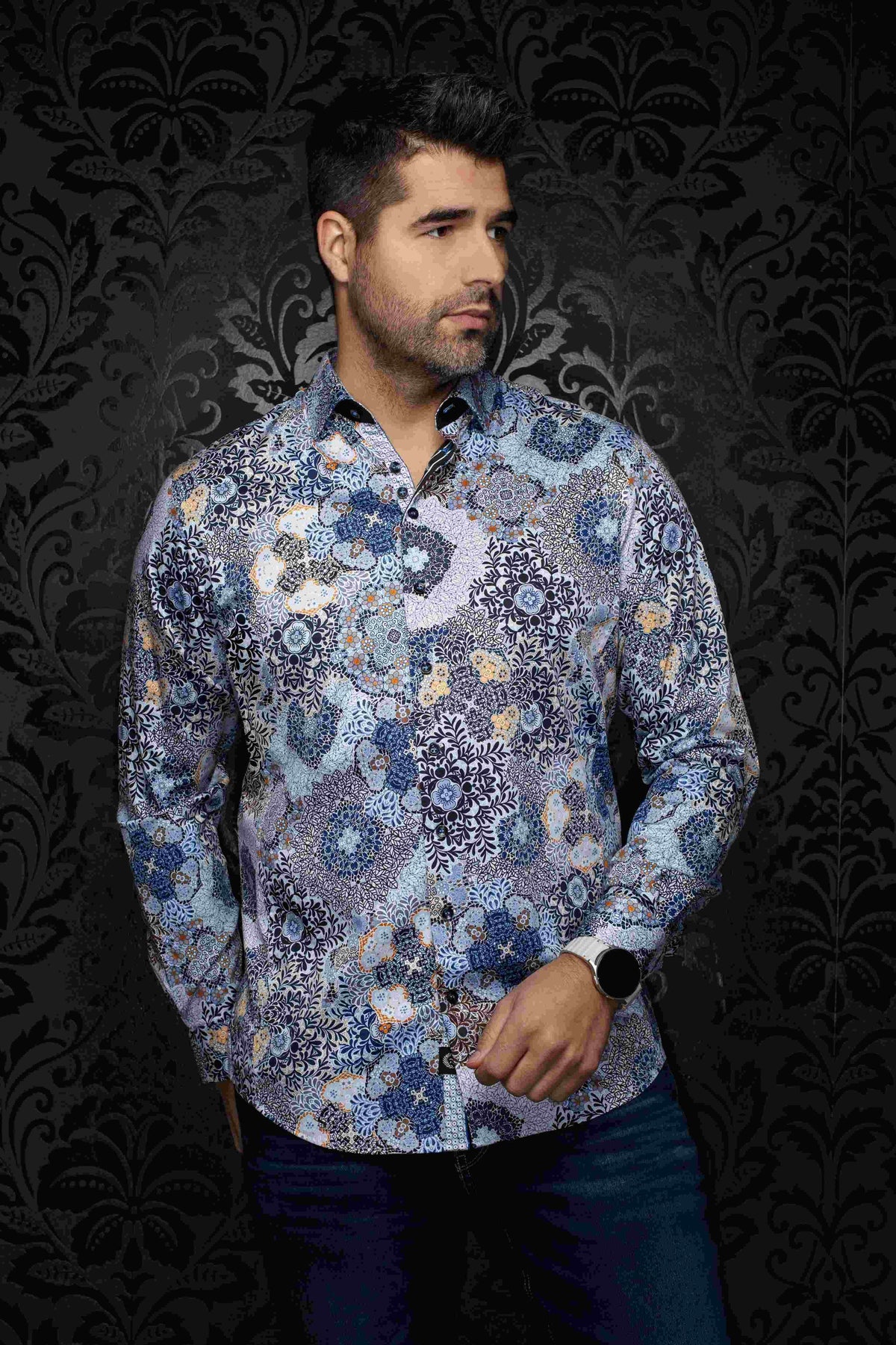 Chemise manches longues AU NOIR (BLEU - 262570) MODÈLE: ASHAR