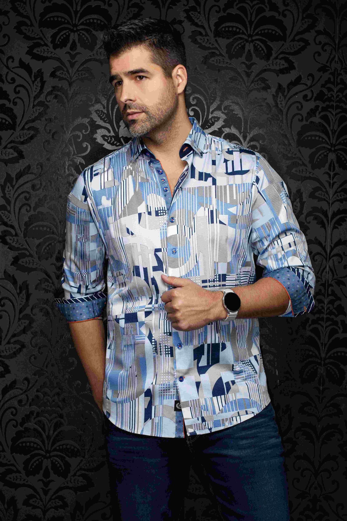 Chemise Manches Longues AU NOIR (LT.BLUE - 262571) MODÈLE: LAJEDO