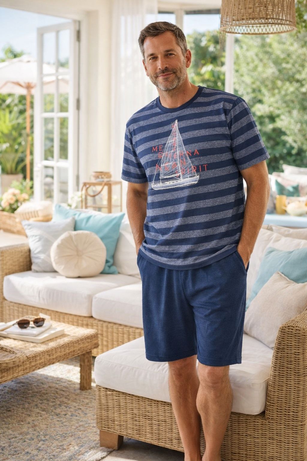 Pyjama jambes et manches courtes MASSANA (B11-MARINE - 262578) MODÈLE: P261317