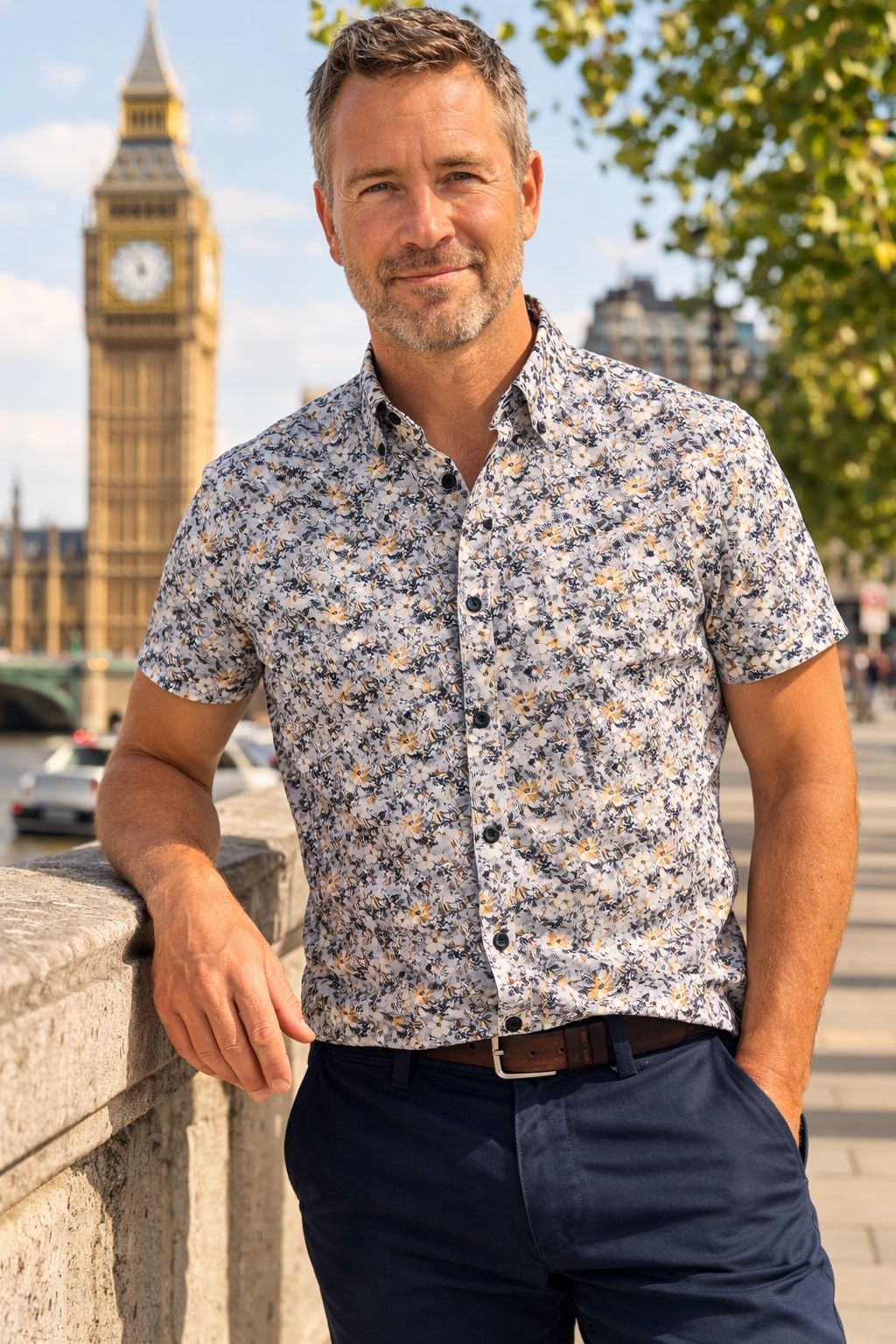 Chemise sport manches courtes OXFORD STREET (LILAS - 262620) MODÈLE: S26OX4553