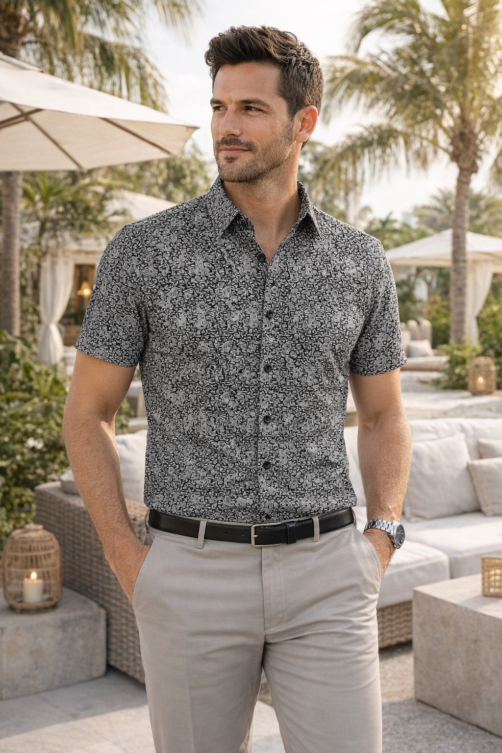 Chemise Manches Courtes SERGIO LOUIS (001-NOIR - 262677) MODÈLE: YS-56483K