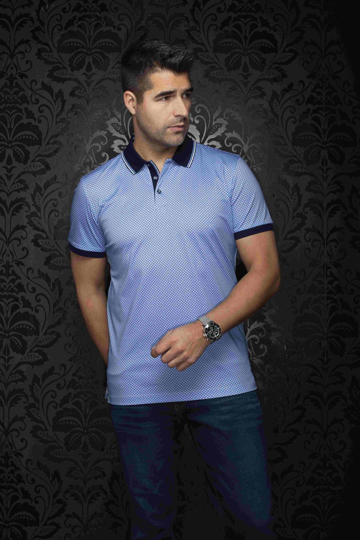 Polo manches courtes AU NOIR (LT.BLUE - 262683) MODÈLE: SEACLIFF