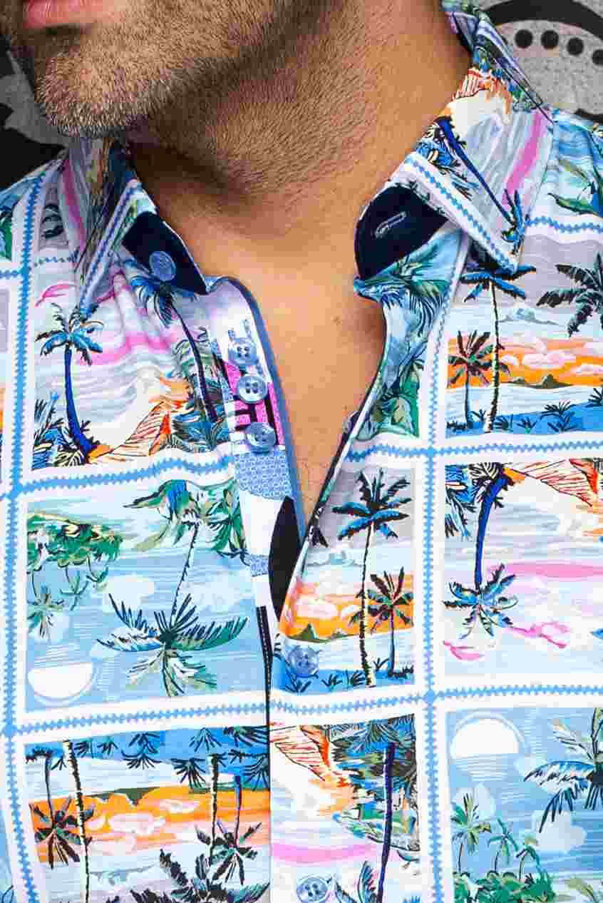 Chemise Manches Courtes AU NOIR (LIGHT/BLUE - 262740) MODÈLE: KANAHA (SS)