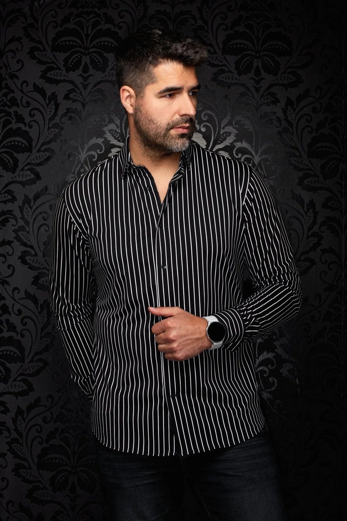 Chemise sport manches longues extensible AU NOIR (NOIR - 262758) MODÈLE: ALEXANDER MSP