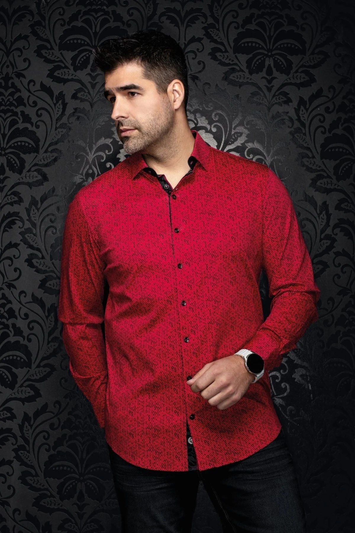 CHEMISE MANCHES LONGUES AU NOIR (ROUGE - 262783) MODÈLE: NOVA