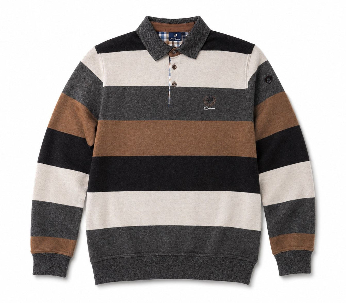 POLO MANCHES LONGUES ETHNIC BLUE (BRUN - 262802) MODÈLE: 9029-15 A