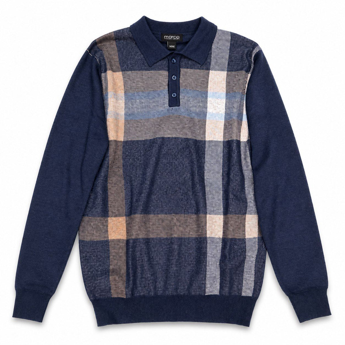 Polo manches longues en tricot de MARCO (MARINE - 262833) MODÈLE: LP45