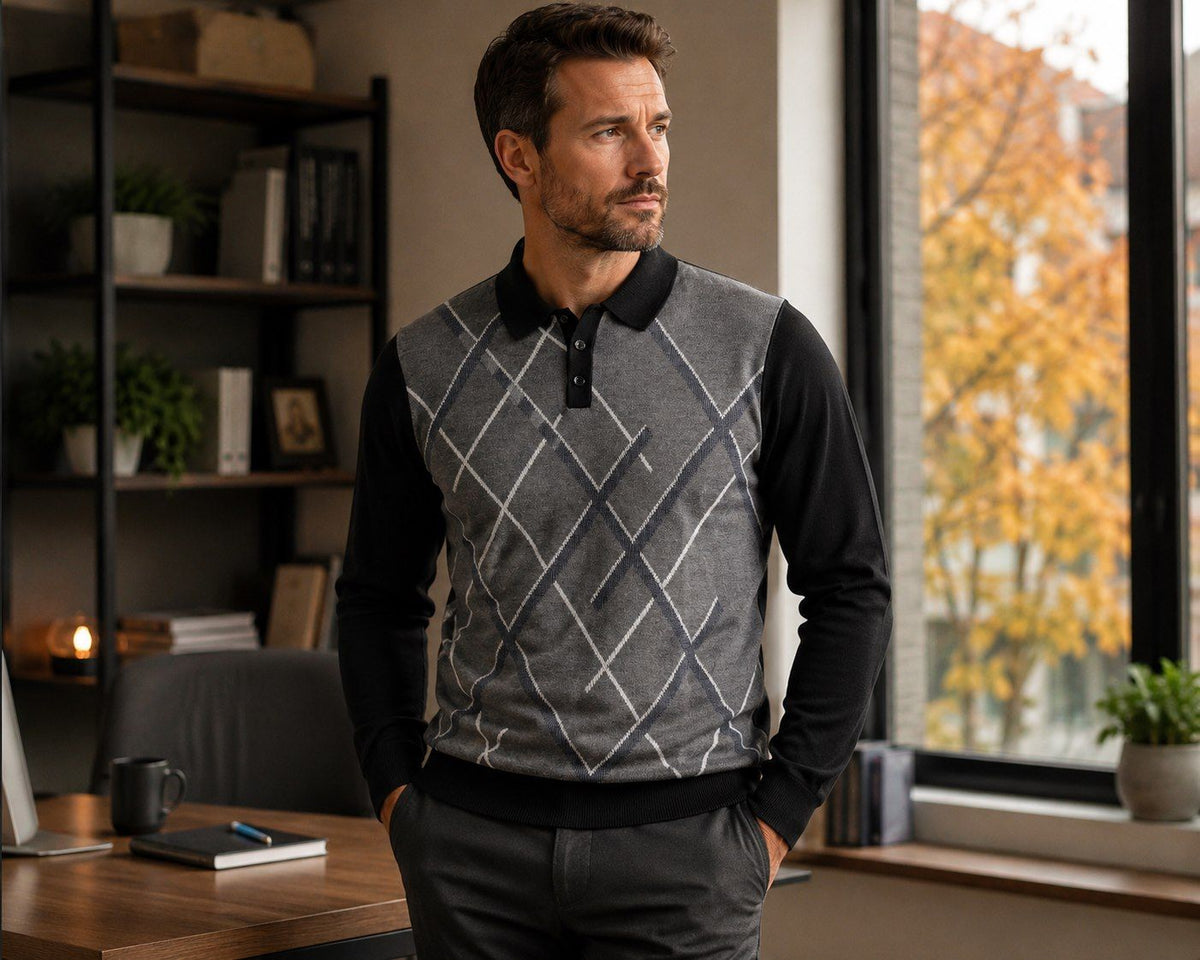 POLO MANCHES LONGUES MARCO DONATELI (GRIS - 262848) MODÈLE: 2514