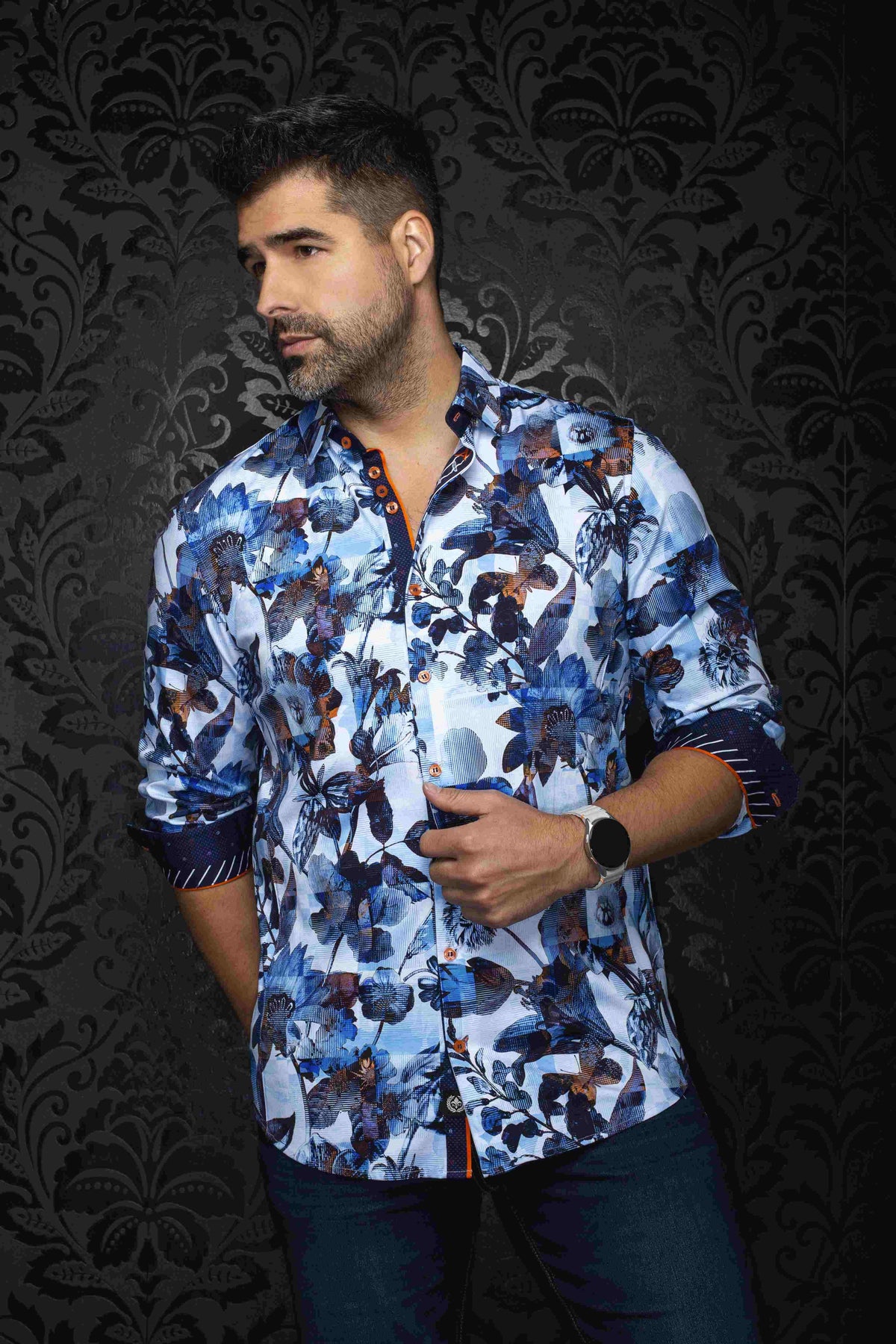 Chemise extensible sport manches longues AU NOIR (LT.BLUE - 262860) MODÈLE: SIROCCO