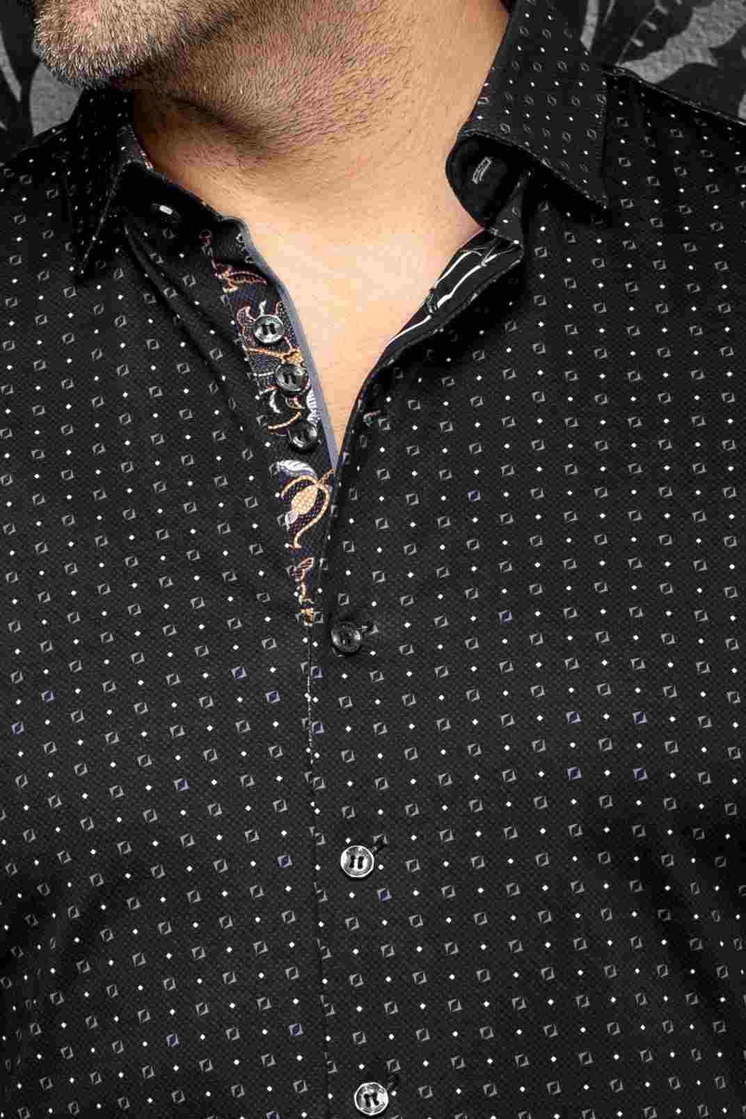 Chemise extensible sport manches longues AU NOIR (NOIR - 262861) MODÈLE: PALERMO